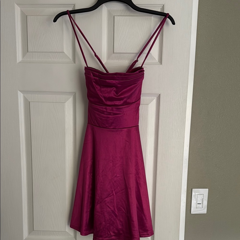 Windsor Dark Pink Spaghetti Strap Mini Dress